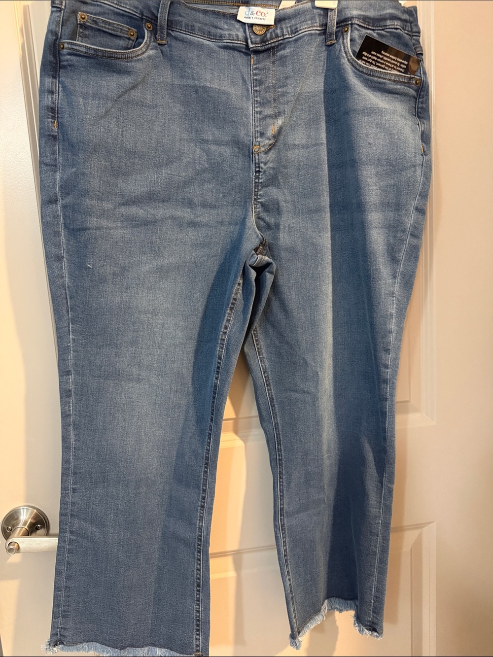 Style & Co. Light Blue Cropped Frayed-Hem Jeans with stretch